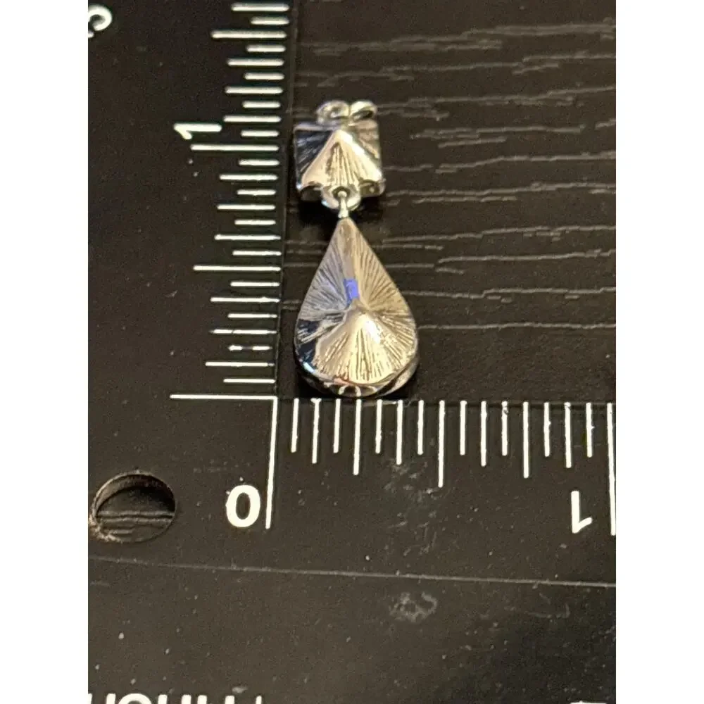 Vintage Silver Tone Clear Crystal Teardrop Pendant